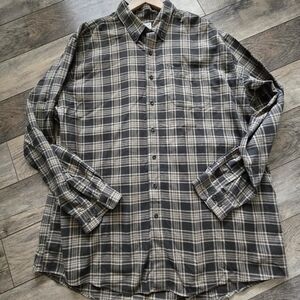 L.L. BEAN Men's Xxl Tall Plaid Shirt  Dark Green/tan Id 253771 Rn 71341 Un 03790